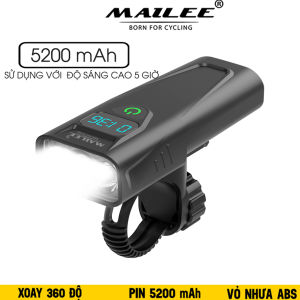 Đèn Pha Xe Đạp Chiếu Sáng Chống Nước Gắn Tay lái Vỏ nhựa ABS Sạc Điện Type-C Có Đồng Hồ Hiển Thị Thời Gian Lượng Pin Có Hỗ trợ Sạc Khẩn Cấp - KAVISOTA