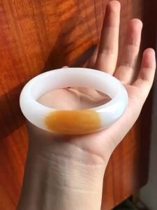 Golden Silk Jade Sugar White Jade Bracelet A Mouthful of Sugar Real Jade Bracelet Sugar