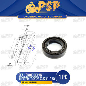 Seal Skok Depan Jupiter / Vega (DCY 26x37x105) - Sil Siel Karet Shock Shockbreaker Depan Dobel Per
