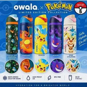Owala × Pokémon Limited Edition FreeSip Insulated Water Bottle16OZ 24OZ 32OZ Stainless Steel Leak-Proof Water Cup Applicable for sports travel daily hydration with water bottle and drinking straw