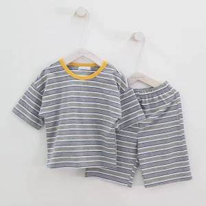 ชุดนอนเด็ก ชุดเซ็ทเด็กชายและเด็กหญิงลายขวาง STRIP SET คอกลม แขนขา 5 ส่วน ทรงกว้างใส่สบาย ไซส์ 90-180