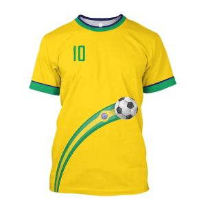 Brazilian Style Football T-shirt Mens 3d O-neck Shirt Brazilian Flag Printed Fashion Leisure Quick Dry Sportswear h260527