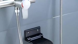 Bathroom foot washing device bathroom foot pedal without punching folding stool shower chair wall mounted footrest