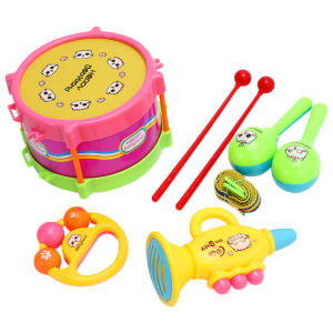 【New Arrival】 Baby Learning Drum Kit 5pcs Musical Instruments Bright Color Toddler Percussion Educational Toy for Kids