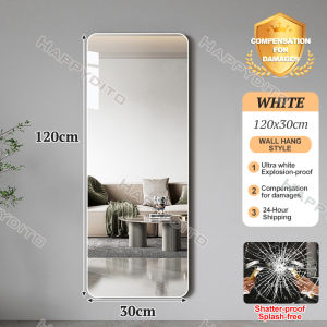 Elegant Full-Length Floor Mirror with Stand Crystal White Glass Round Corner Design Adjustable U-Brackets High-Quality Home Décor Mirror