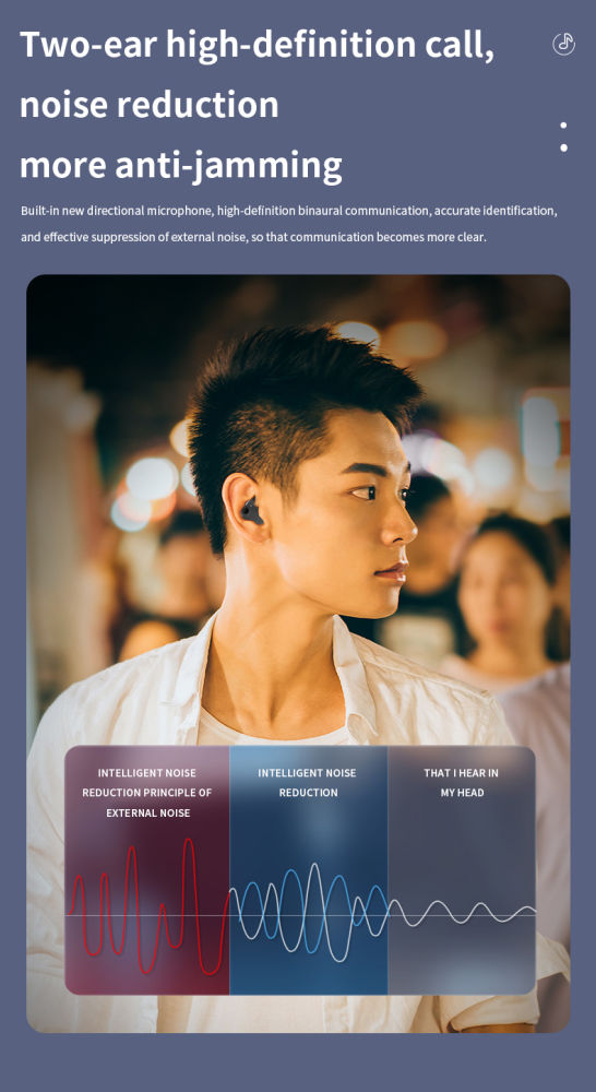 Bluetooth-Kopfhörer, kabellose In-Ear-Kopfhörer, ultradünne Mini-Ohrhörer zum Schlafen, HiFi-Klang, Geräuschunterdrückung_voghion.com