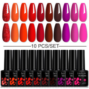 10 Colors Gel Polish Set Semi Permanent Pink Yellow Red Nail Art Manicure Soak Off LED UV Gel Nail Varnishes Kit Set 7ml