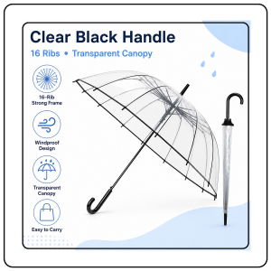 【JJ HOME】16-Rib Umbrella Windproof Rain Umbrella Clear / Rainbow / Foldable Lightweight