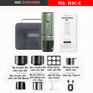 Máy pha cà phê cầm tay Espresso 3 trong 1 dùng pin có thể pha cả nóng và lạnh HiBREW H4C - Áp suất 20bars (Bảo Hành 12 Tháng)