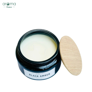 Nến thơm phòng ngủ Aroma tinh dầu gỗ đàn hương Hổ Phách Rêu - Hũ thủy tinh nắp gỗ 2 tim cotton Đức sáp đậu nành nặng 900Gr 60 giờ