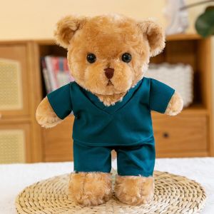 HUADIN Uniform Doctor Bear Stuffed White Coat Hospital Nurse Bear Plush Kids Toy Cuddly Animal Plush Bear Gift Nurses Day