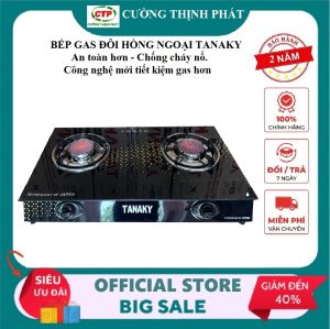 Bếp gas đôi Hồng Ngoại Tanaky H07 Mặt kính cường lực lửa xanh tiết kiệm gas - Bảo hành chính hãng 2 năm