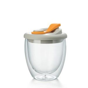 GAOSU Leak-Proof Glass Cup with Lid Insulated Cold/Heat Resistant Transparent Tumbler Easy To Clean Egg-Shaped Double Wall Coffee Mug Juice