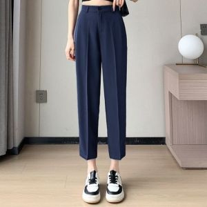 Women Office Straight Pants High Waist Casual Trousers