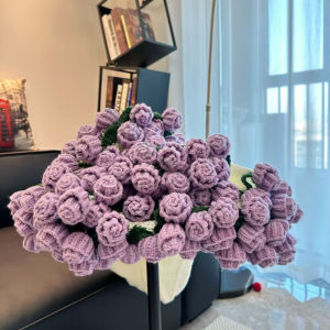 Keranixy Rose Blanket Bouquet Crochet Flower Handmade Roses Sofa Blanket Throw Gift Valentines Mothers Day Gift