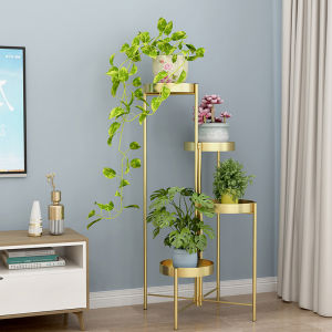SAMORE Foldable Plant Rack Stand 2 Tiers Tall Metal Plant Stand Shelf Stable Flower Pot Holder Elegant Plant Display Rack