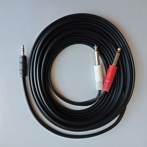 สายสัญญาณสเตอริโอ Mono Aux ตัวผู้ 3.5 มม. เป็นตัวผู้ 6.35 สายแยกเคเบิล Y ปลั๊กโมโนคู่