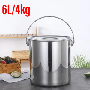 304 Stainless Steel Airtight Rice Bucket Large Capacity Rice Dispenser Moisture‑Proof Insect‑Proof Food Storage Container for Rice Grains Flour Kitchen Storage | Ships Today