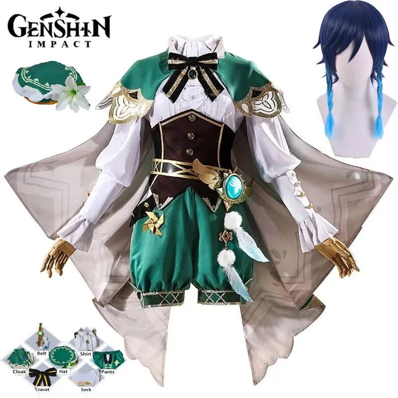 Game Genshin Impact Venti Cosplay Costume Outfit Dress Costumes