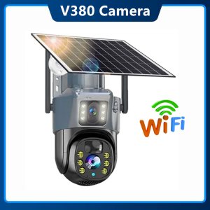 V380 8MP WIFI Solar Camera 4G Dual Lens Battery Wireless IP Camera Outdoor Security PTZ Motion Track Surveillance CCTV