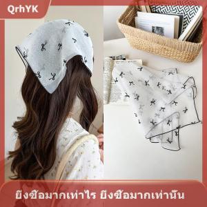 【QrhYK】 ผ้าพันคอผ้าสีขาวดอกไม้สามเหลี่ยมสำหรับผู้หญิงหมวกผ้าพันหัวสามเหลี่ยมย้อนยุคเครื่องประดับผมสำหรับถ่ายรูปเดินทาง