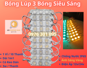 Led Rọi Mắt Trâu 3 Bóng led hắt rọi lúp cao siêu sáng 3W điện áp DC12V (set 10 thanh)
