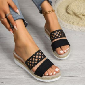 [Free Shipping] New Women’S High-Heeled Slippers Large Size 43 With A Thick Sole And A Fish-Mouth Design