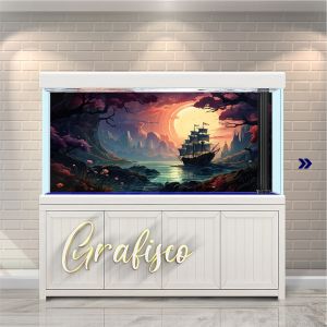 Stiker Background Aquarium Vinyl Premium Tahan Air - Moon and Boot (MB)
