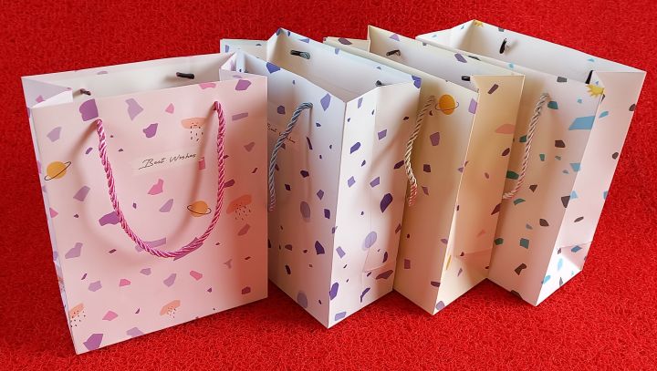 Pastel Paper Gift Bags with Gold Scallop Edge – A Little Whimsy-hangkhonggiare.com.vn