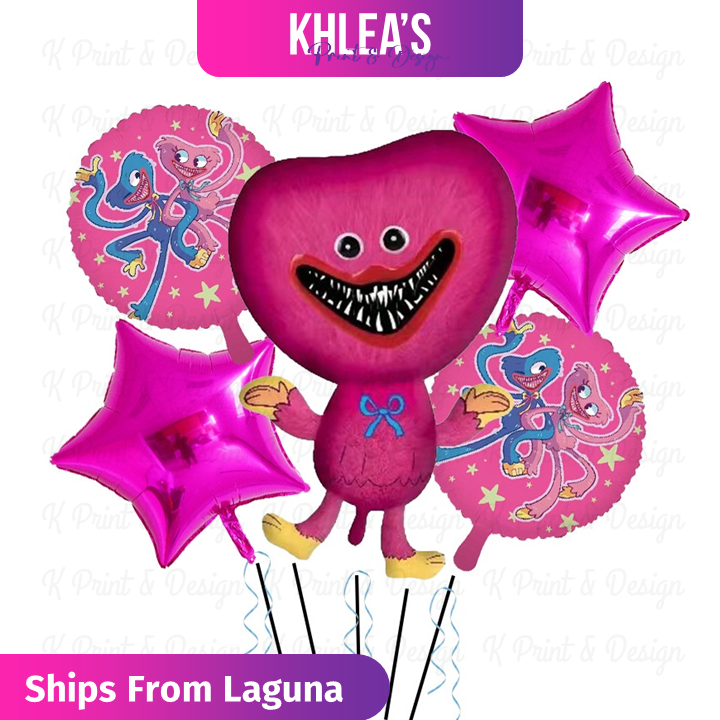 5pcs. Huggy Wuggy Waggy Pink Poppy Playtime Birthday Party Theme Balloons