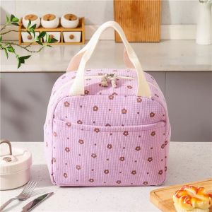 Cute Lunch Bag Canvas Bags Fresh Handbag Large Capacity Waterproof Thermal Lunch Box Insulated Bag