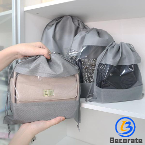 BECORATE Reusable Non-woven Drawstring Shoes Handbag Clothes Storage Organizer Dustproof Pouch Bag Dust Cover