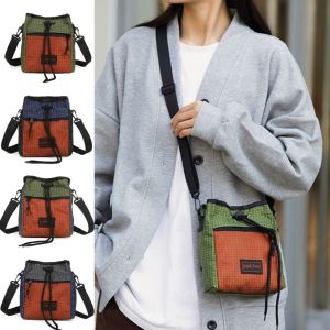 ELLIER Sports Crossbody Phone Pouch Korean Style Multifunctional Nylon Shoulder Bag Fashion Handbag Patchwork Square Bag Man