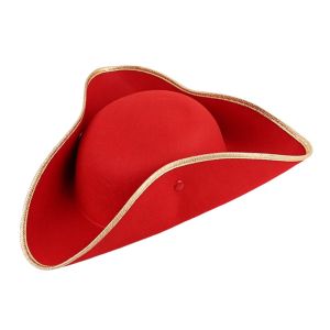 ZIAAN Jack Hat Cosplay Pirate Hat Solid Color Retro Captain Hat Funny Dress Up Feathers Top Hat Men