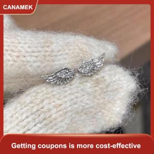 【CANAMEK 】 Vintage Couples Creative Angel Wings Stud Earrings Women Punk Studs Birthday Jewelry Gift