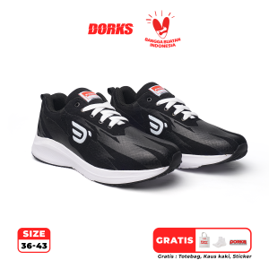 Dorks Running Fast Black White - Sepatu Casual Running Pria dan Wanita Original