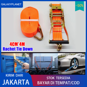 (Dikirim Dari Jakarta)Tali Kecepatan Ratchet Tie Down 4cm x 4/6/8/10 Meter / Tali Pengikat barang Di Motor / Tali Pengikat Box Speaker Tali Ikat Barang Mobil Truk / Tali Ikat Sound Sistem