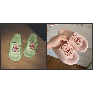 [ Buy 1 Take 1 ] Korean Womens Summer Cartoon Slippers Fashion Simple Home Flat Slippers(Bear)