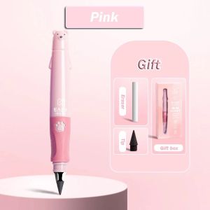 Eternal Pencil 0.5mm HB Refill No Sharpening Cartoon Bear Pen Cap Children School Supplies Statione