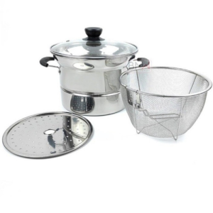 DEEP FRYER MULTIFUNGSI BAHAN STAINLESS STEEL 22CM / PANCI PENGGORENGAN KENTANG / PANCI KUKUS / PANCI SAYUR / PANCI SUSU / PANCI GORENG KENTANG / WAJAN GAGANG / NOODLE POT