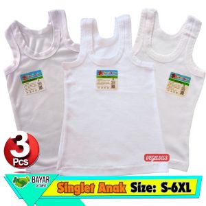 6Pcs Kaos Dalam Anak Usia 1-15Tahun-Singlet Syani Blok Warna  SMLXL3L4l5L6L-Vegasus Store