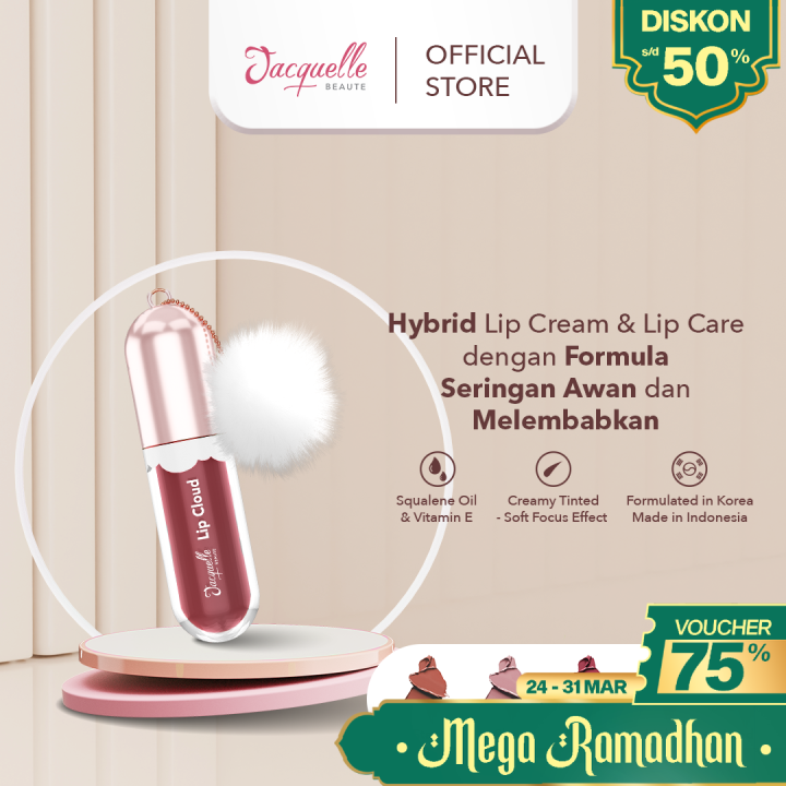 Jacquelle Lip Cloud (Hybrid Lip Cream & Lip Care) - Satin Finish Lipcloud / Longlasting Lipcream / Moisturizing Lipcream / Makeup Waterproof / Lipcream Anti Air dan Tahan Lama / Melembabkan dan Pigmentasi Tinggi