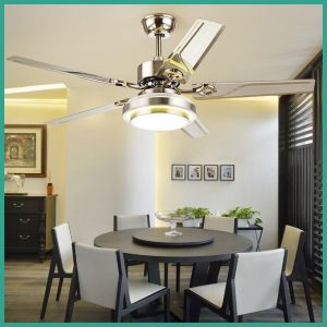 Quạt Trần Đèn KS-506 5 Cánh Thép Không Ghỉ 6 Cấp Độ Gió 3 Chế Độ Đèn Điều Khiển Từ Xa[Động cơ DC inverter-100% lõi đồng]