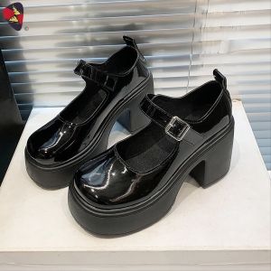 Katerina Fashion Korean Black Shoes Heeled For Women Adjustment Strap #K7-7
