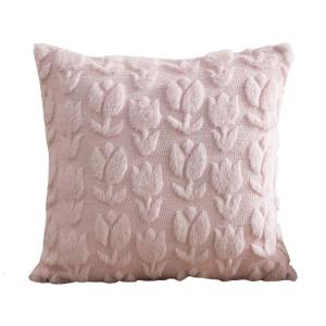 Plush Faux Rabbit Hair Living Room Pillow Case Sofa Cushions Cover Neutral Tone Hypoallergenics Easy Cleaning Design