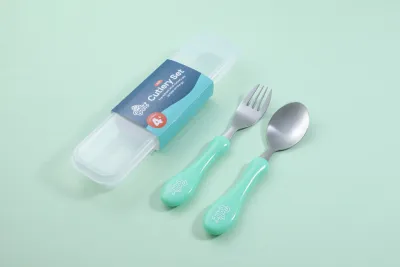 Bollie Baby Kiff Cutlery Set (Spoon and Fork with Case for Kids)