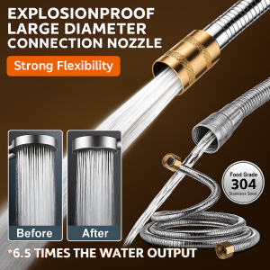 10MM Large Diameter Shower Hose Material High Flow Output Home Bathroom Pipes 304 Stainless Steel Adjustable Pressure