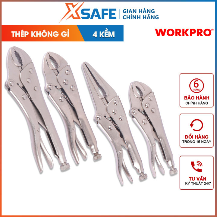 Kìm bộ 4 cái Workpro - WP201001 (01 kìm khóa hàm cong 5 inch + 01 kìm ...