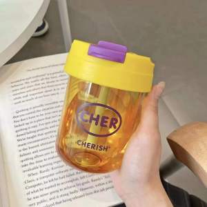 LAKOE Botol Minum Anak Sekolah Botol / Botol Minum Cher Portable 300ml Dengan Sedotan Anti Bocor