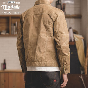 Maden brand high quality tooling 2025 new shirt men Japanese retro texture heavy oil wax canvas Tough guy jacket classic slim trend culture Hip hop Cold Tough guy style riding coat